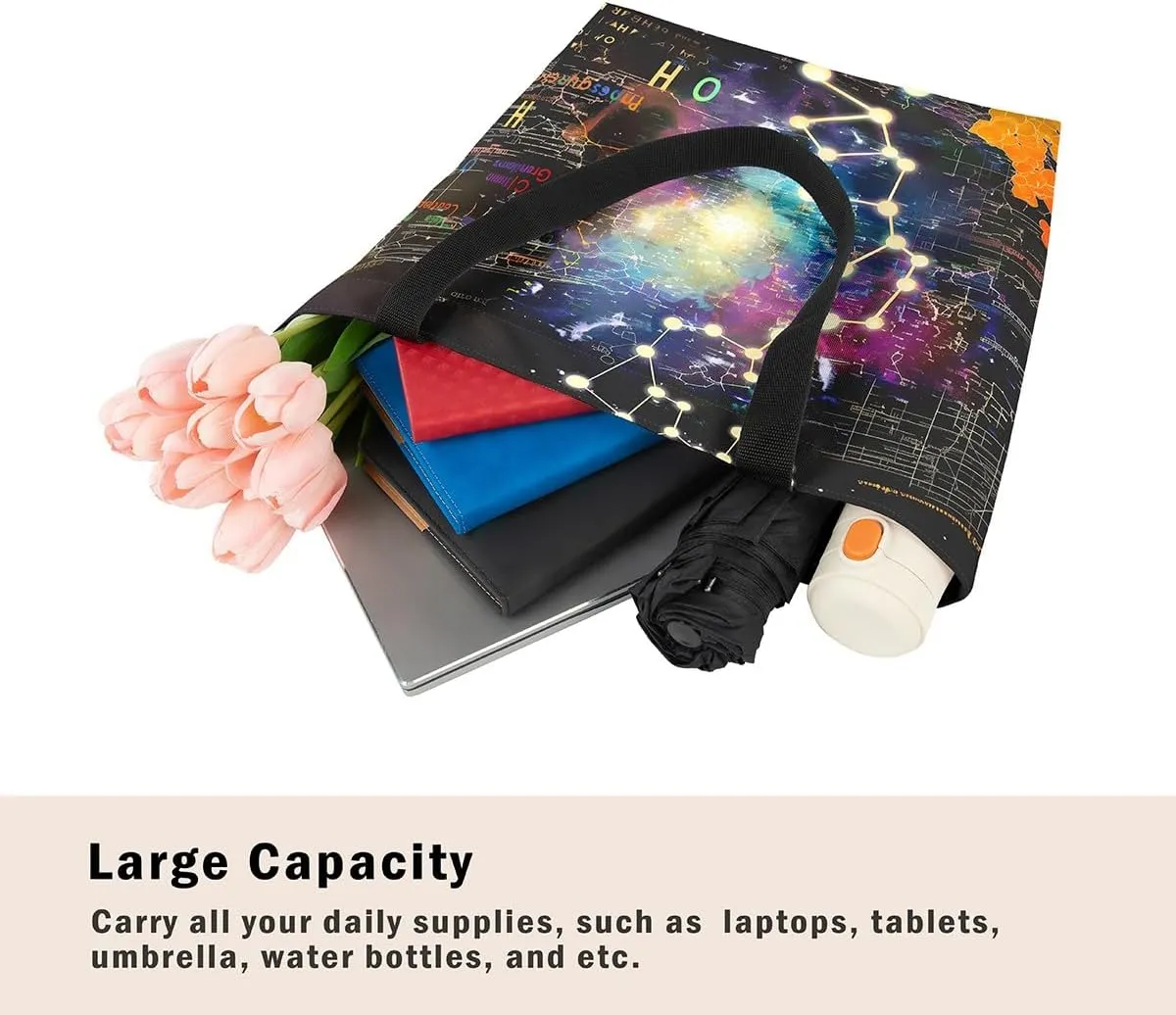 Chemical Equation Canvas Tote Bag for Women,Chemistry Large Capacity Gym Bag Science Students Learning Gift