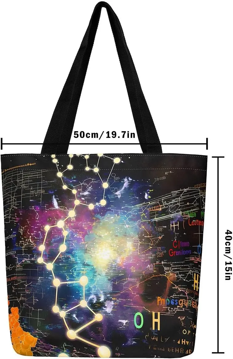 Chemical Equation Canvas Tote Bag for Women,Chemistry Large Capacity Gym Bag Science Students Learning Gift