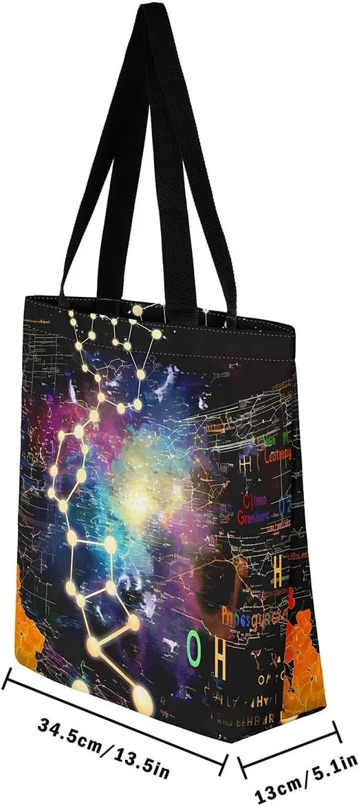 Chemical Equation Canvas Tote Bag for Women,Chemistry Large Capacity Gym Bag Science Students Learning Gift