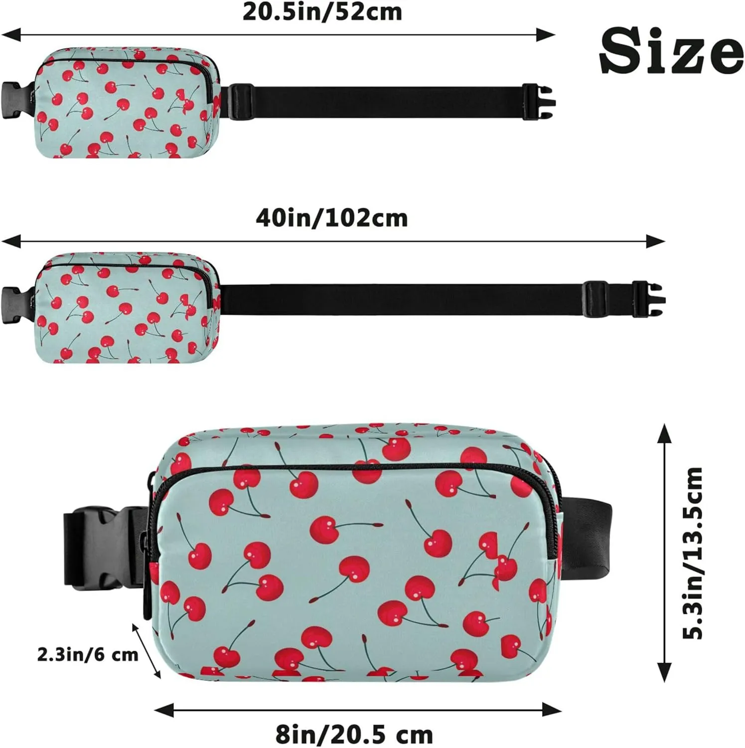 Cherry Fruit Fanny Packs Women Hip Pack Belt Bag Waterproof Trendy Crossbody Waist Purse