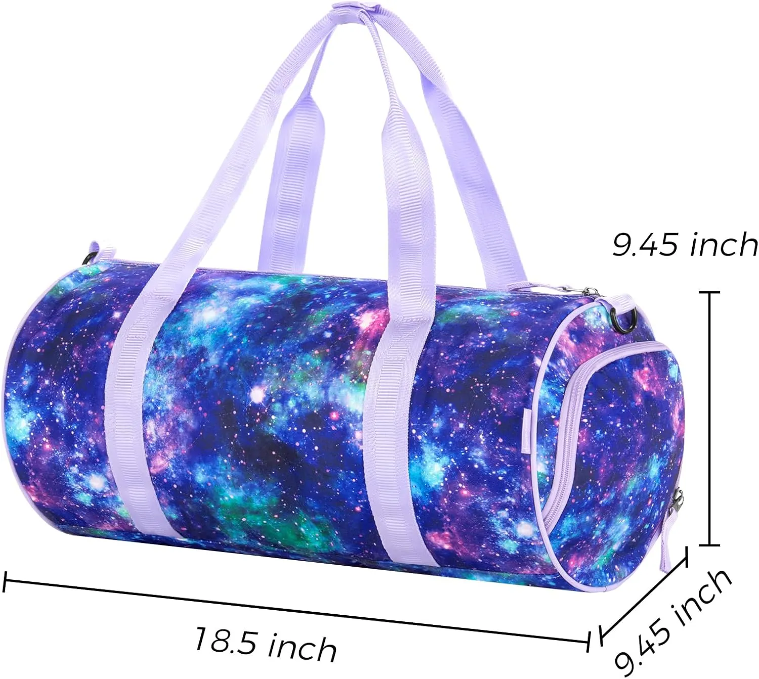 Choco Mocha Kids Duffle Bag Girls - Galaxy Weekender Overnight Bags for Little Girl Dance Bag Ages 6-8, Purple