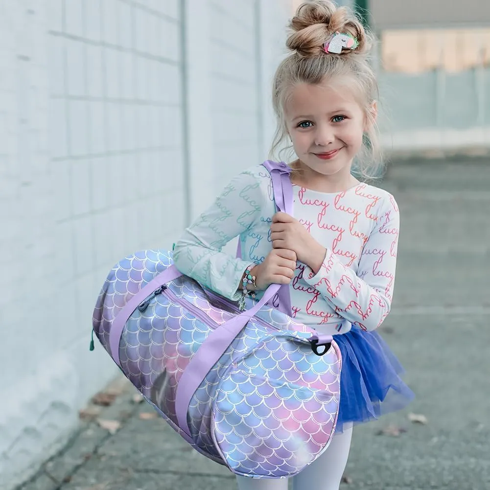 Choco Mocha Kids Duffle Bag Girls - Galaxy Weekender Overnight Bags for Little Girl Dance Bag Ages 6-8, Purple