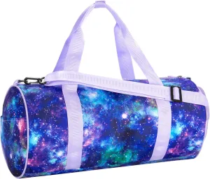 Choco Mocha Kids Duffle Bag Girls - Galaxy Weekender Overnight Bags for Little Girl Dance Bag Ages 6-8, Purple