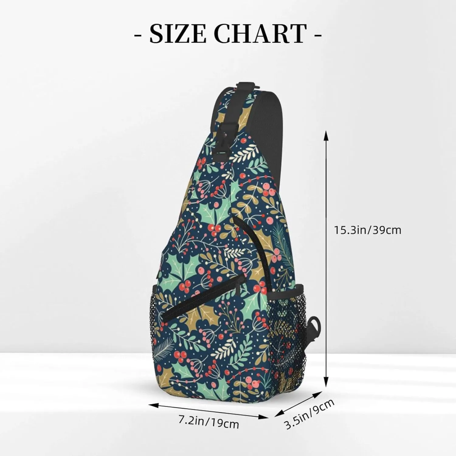 Christmas Holly Leaves And Berries Sling Backpack Chest Bag Crossbody Shoulder Bag Gym Cycling Travel Hiking Daypack For Men Women