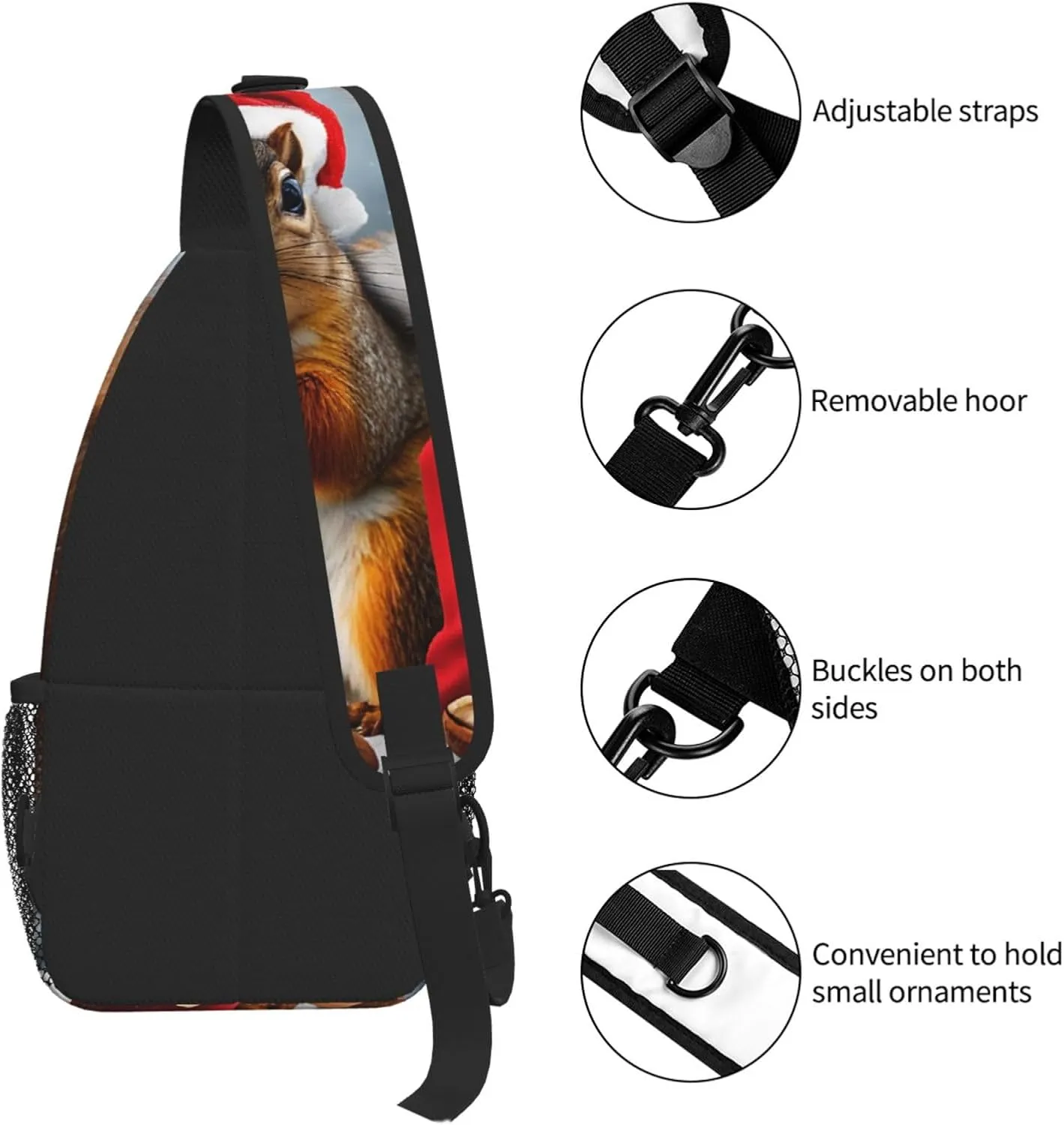 Christmas Squirrel Print Cross Chest Bag Diagonally For Short-Distance Travel And Daily Use