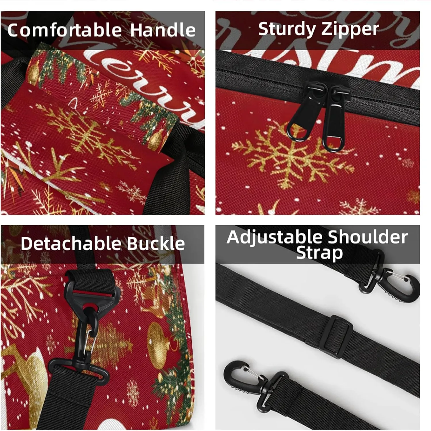 Christmas Themed Small Gym Bag 18 inch Carry On Duffel Bag for Weekender Travel Sports Workout Yoga Gymnastics Dance Ballet