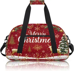Christmas Themed Small Gym Bag 18 inch Carry On Duffel Bag for Weekender Travel Sports Workout Yoga Gymnastics Dance Ballet