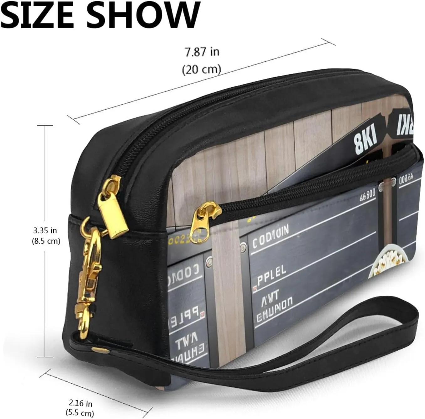 Cinema Movie Clapboard And Popcorn Print Portable Makeup Bag,Travel-Friendly Design,Versatile Mini Makeup Pouchtion