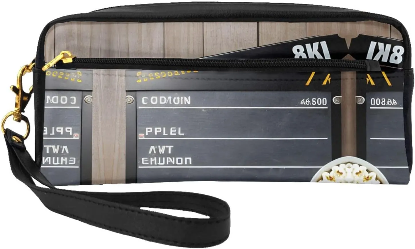 Cinema Movie Clapboard And Popcorn Print Portable Makeup Bag,Travel-Friendly Design,Versatile Mini Makeup Pouchtion