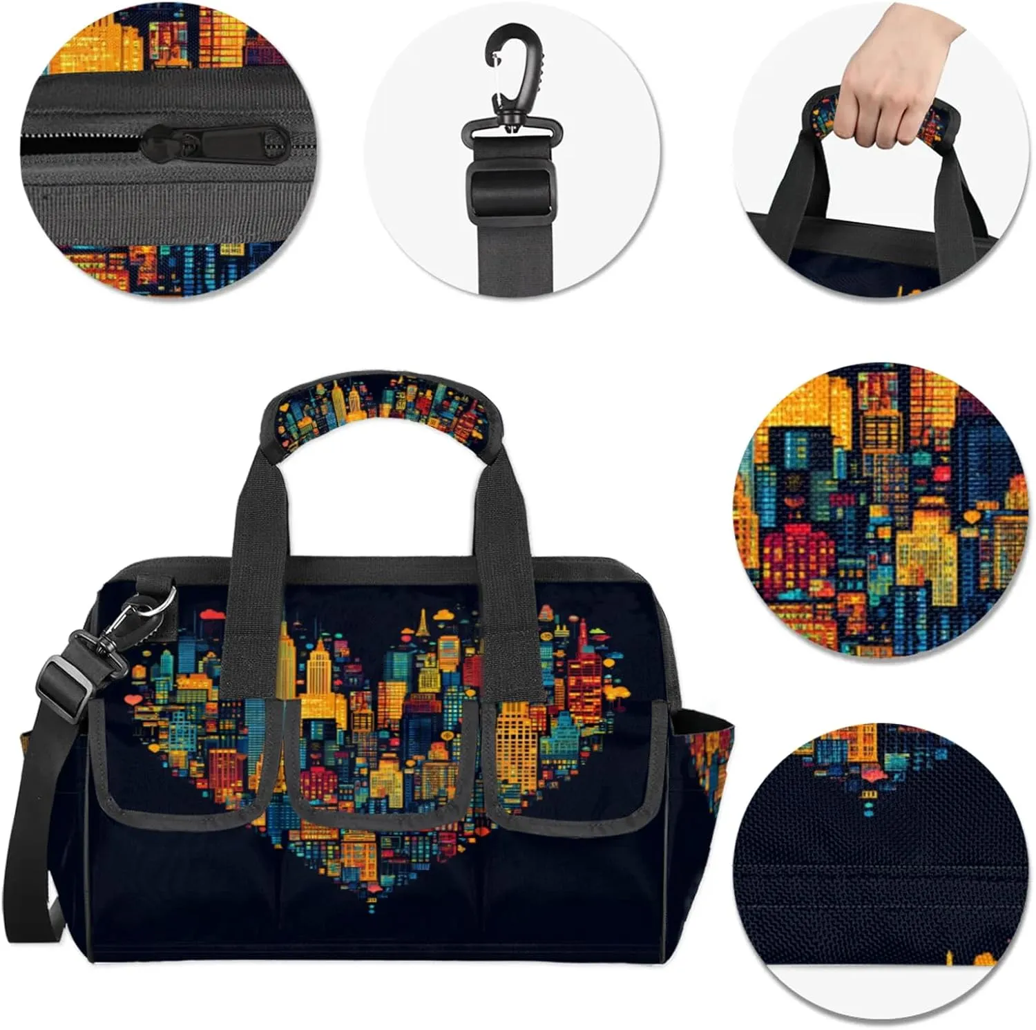 City Love Tool Bags for Men and Women Modern Style Heavy Duty Tool Tote Organizer Bag for Electrician Carpenter Mechanic, Adjustable Shoulder Strap