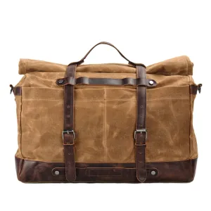 Classic Waxed Canvas Duffle Bag with Crazy Horse Leather