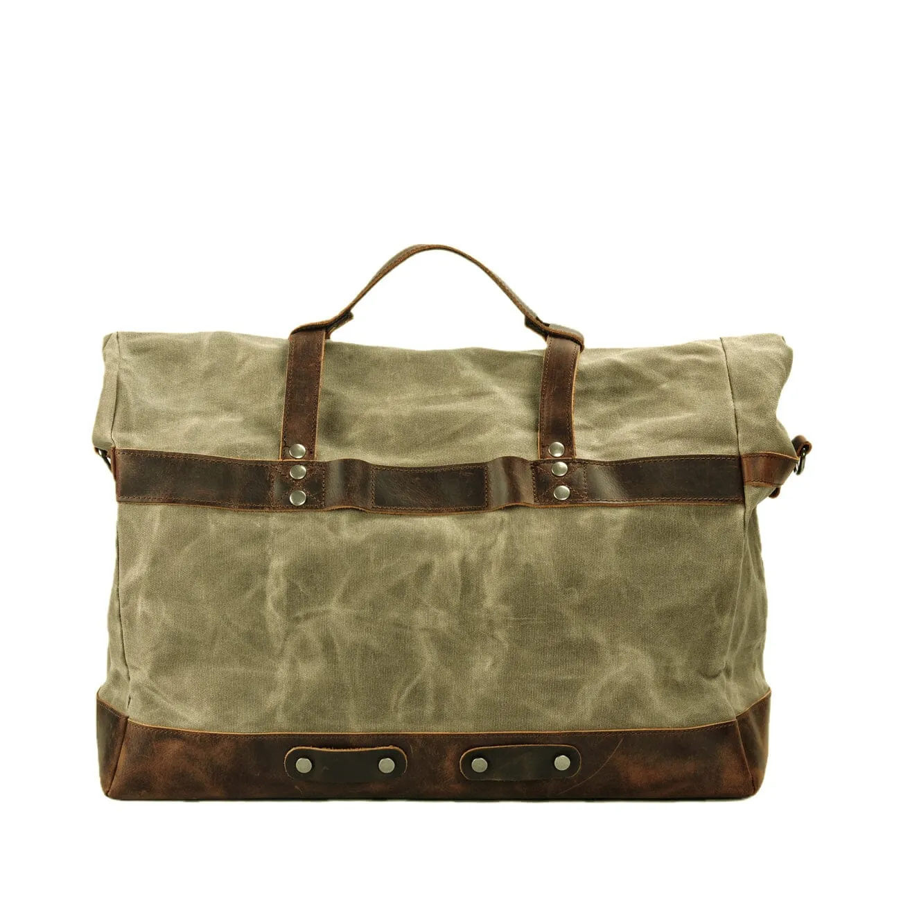 Classic Waxed Canvas Duffle Bag with Crazy Horse Leather
