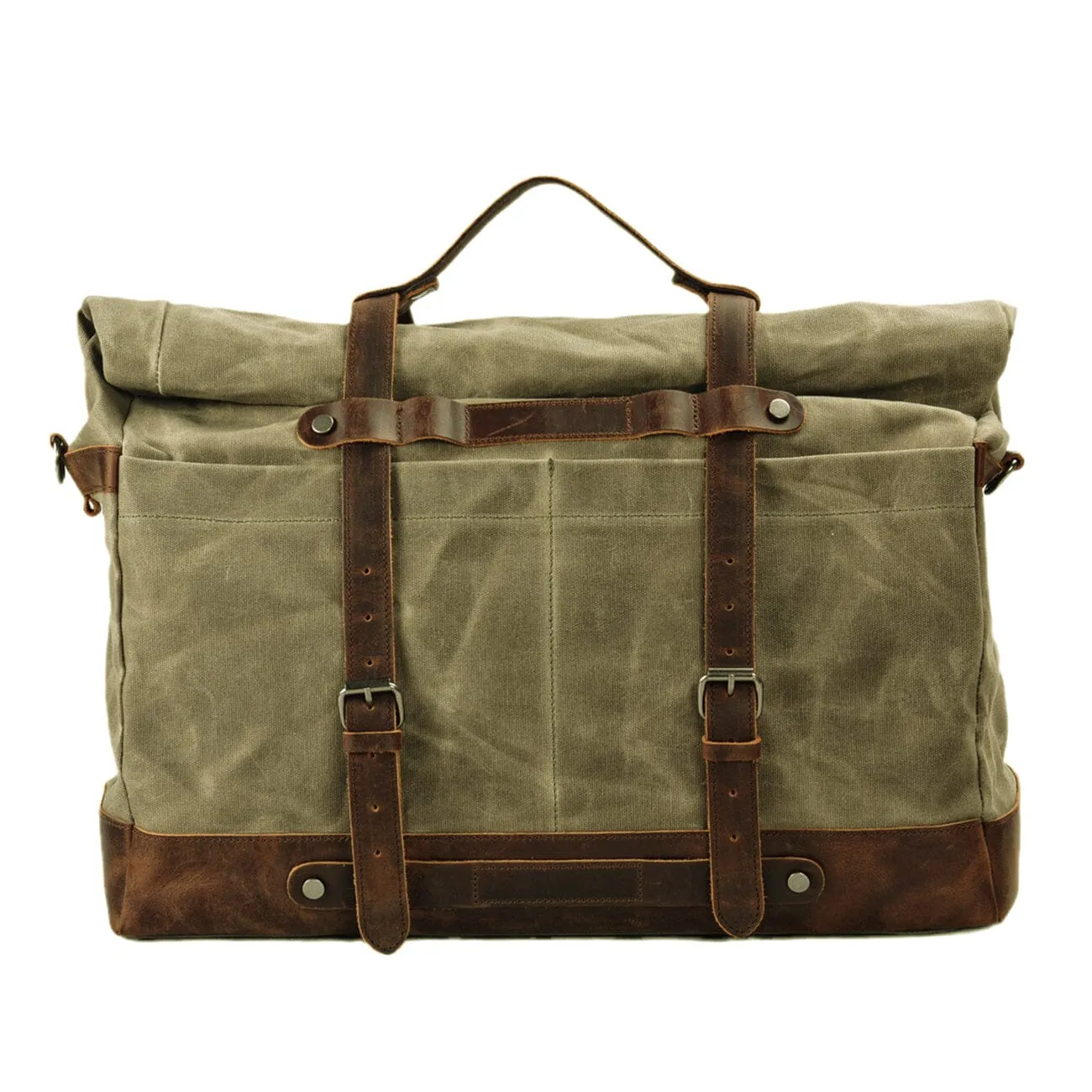 Classic Waxed Canvas Duffle Bag with Crazy Horse Leather