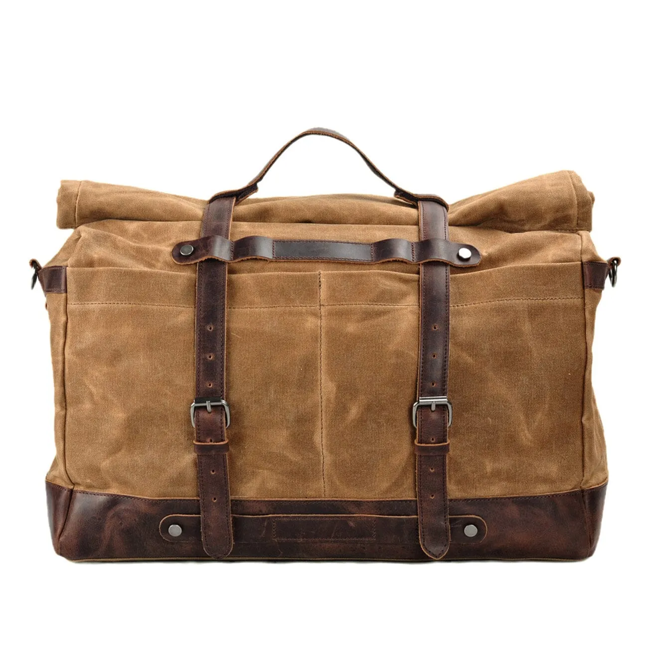 Classic Waxed Canvas Duffle Bag with Crazy Horse Leather