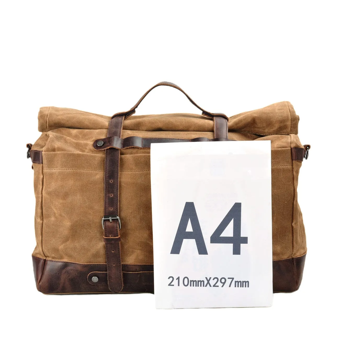 Classic Waxed Canvas Duffle Bag with Crazy Horse Leather
