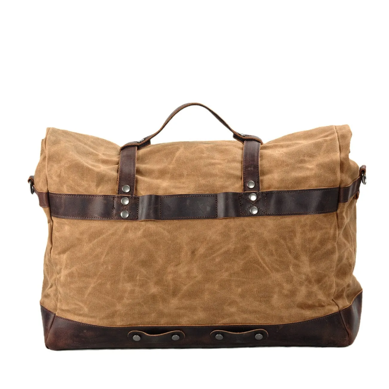 Classic Waxed Canvas Duffle Bag with Crazy Horse Leather