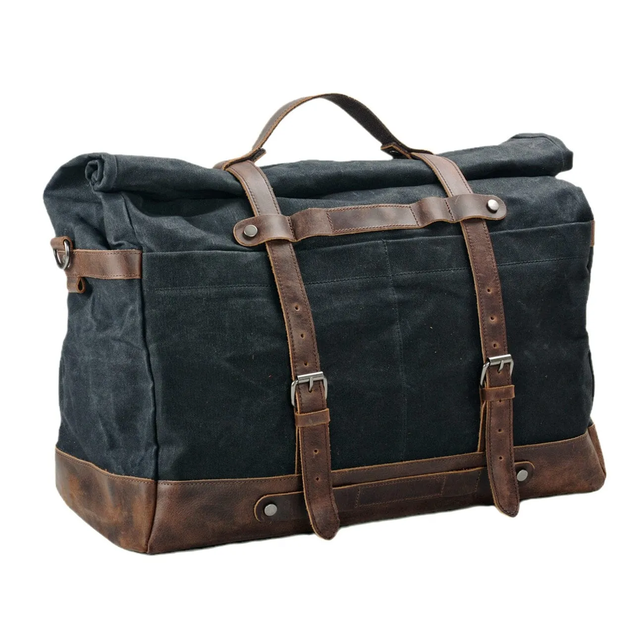 Classic Waxed Canvas Duffle Bag with Crazy Horse Leather