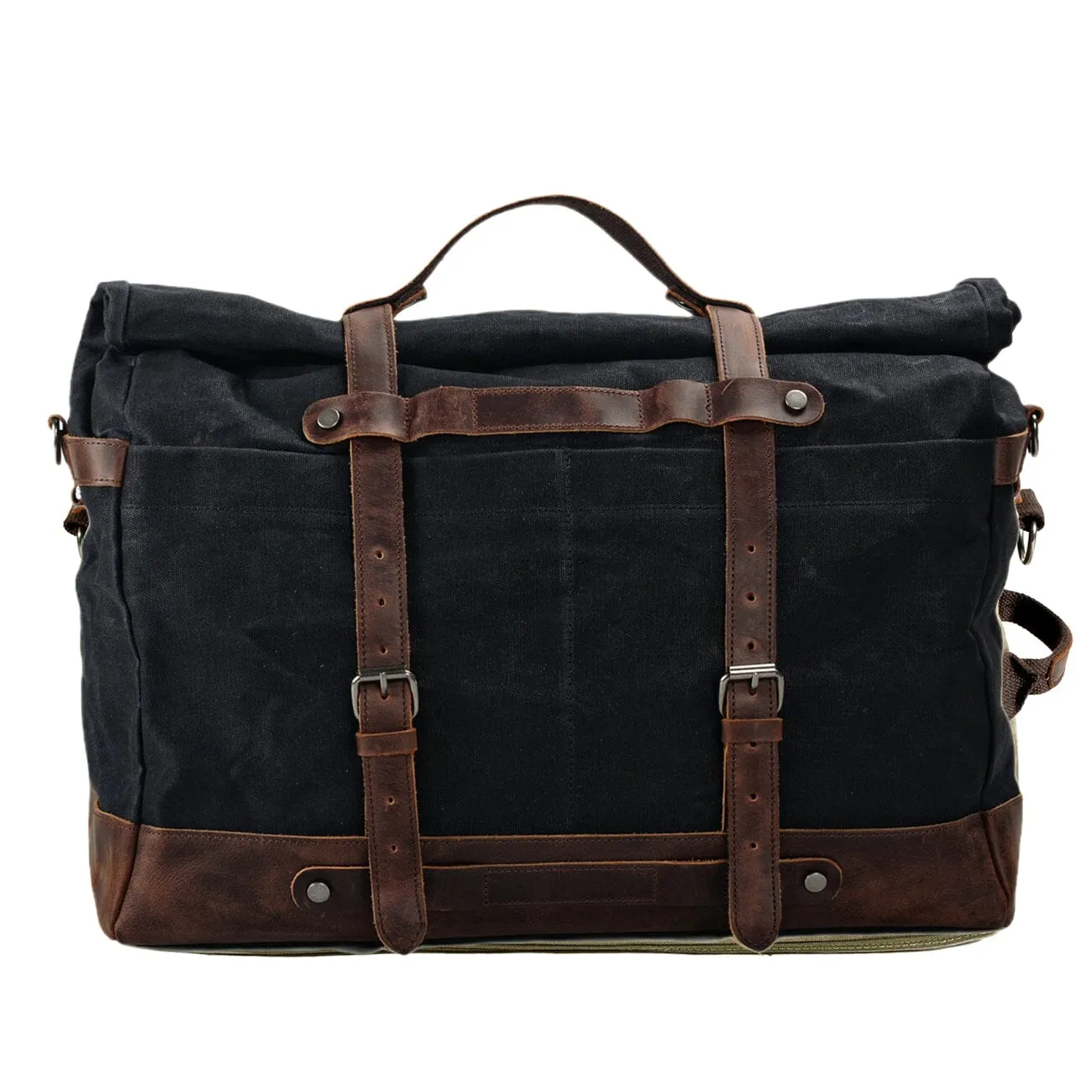 Classic Waxed Canvas Duffle Bag with Crazy Horse Leather
