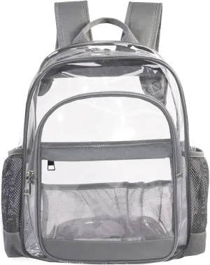 Clear Backpack,Heavy Duty Clear Bookbag See Through Backpack Large Clear Bag for School College Work Travel Security,Gray