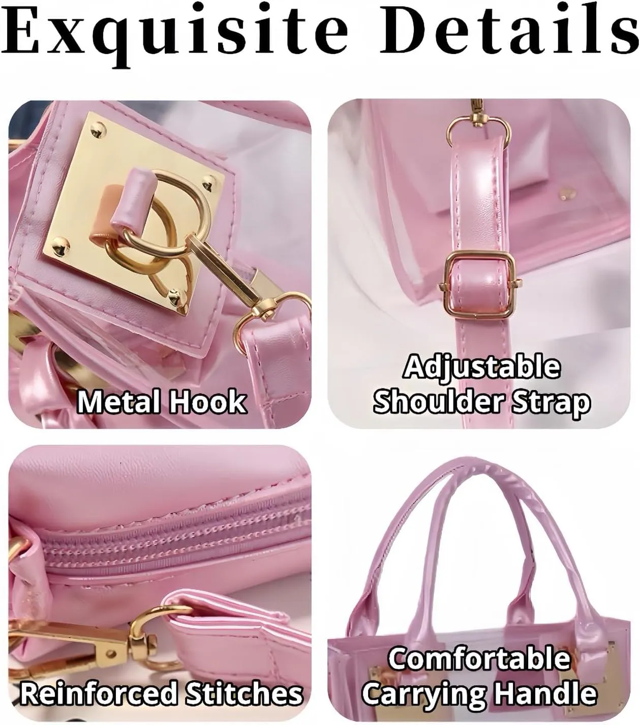 Clear Bag for Stadium Events Crossbody Bag for Women Tote Bag Cute PVC Clear Purse Concerts Sports Events Festivals