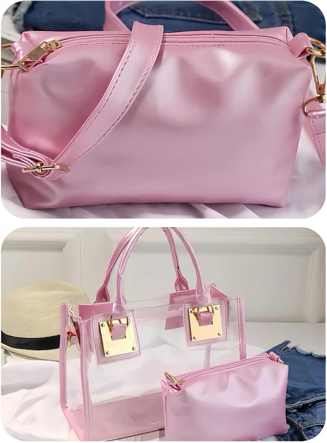 Clear Bag for Stadium Events Crossbody Bag for Women Tote Bag Cute PVC Clear Purse Concerts Sports Events Festivals