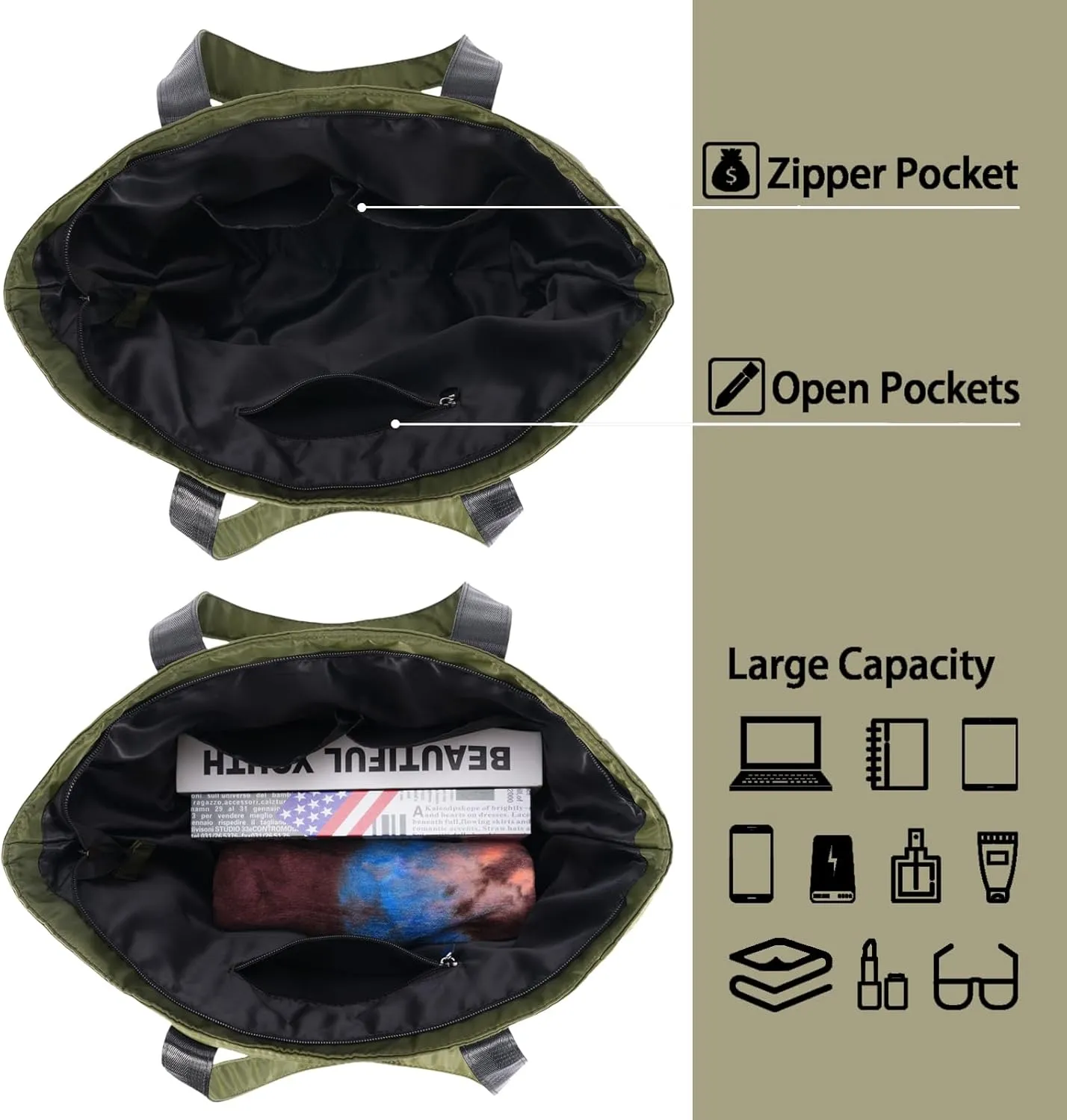 CLOUDMUSIC Shoulder Tote Bag For Nurses Teachers Work Gym Travel Beach Women With Large Capacity Waterproof