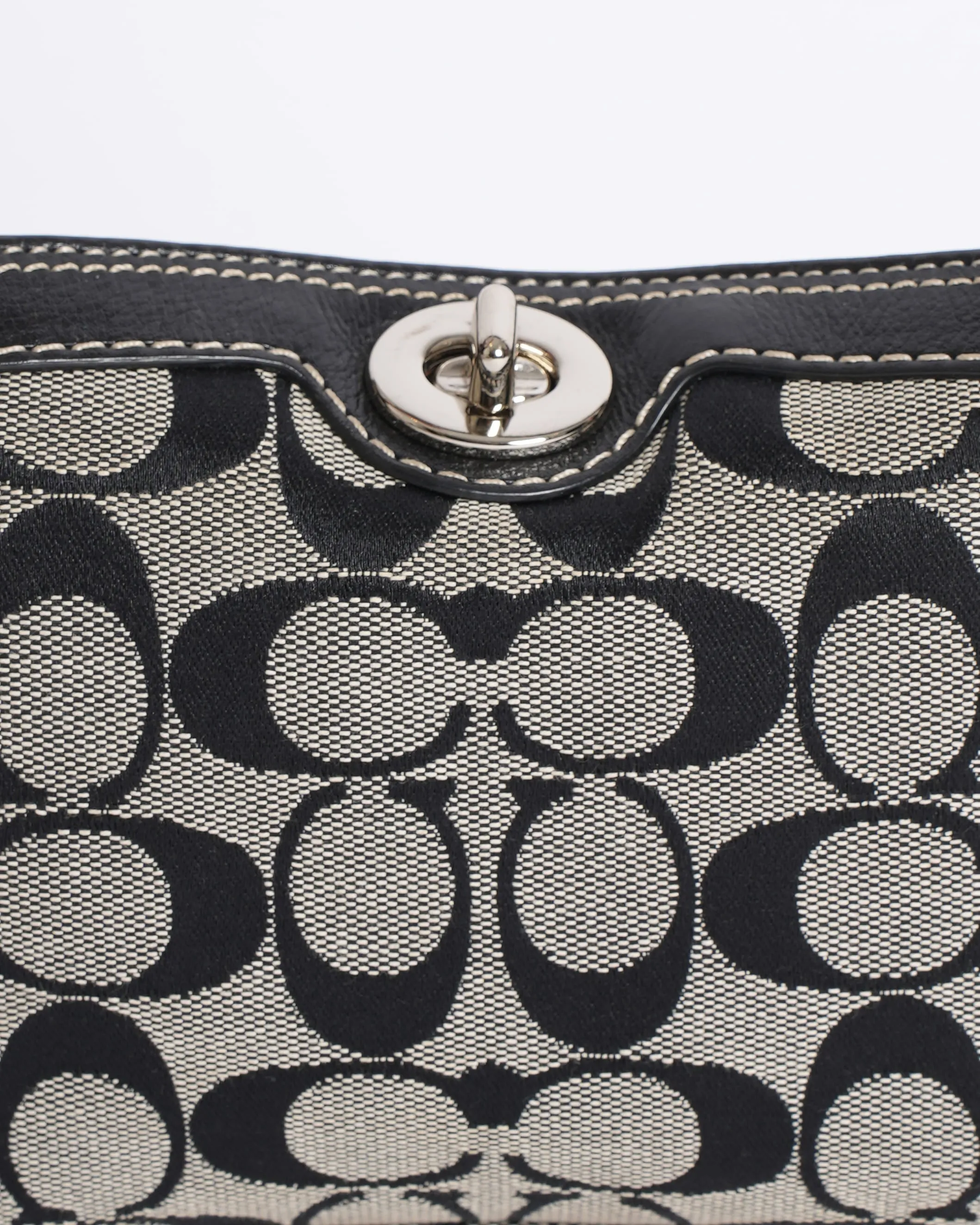 Coach Signature Turnlock Canvas Monogram Shoulder Bag