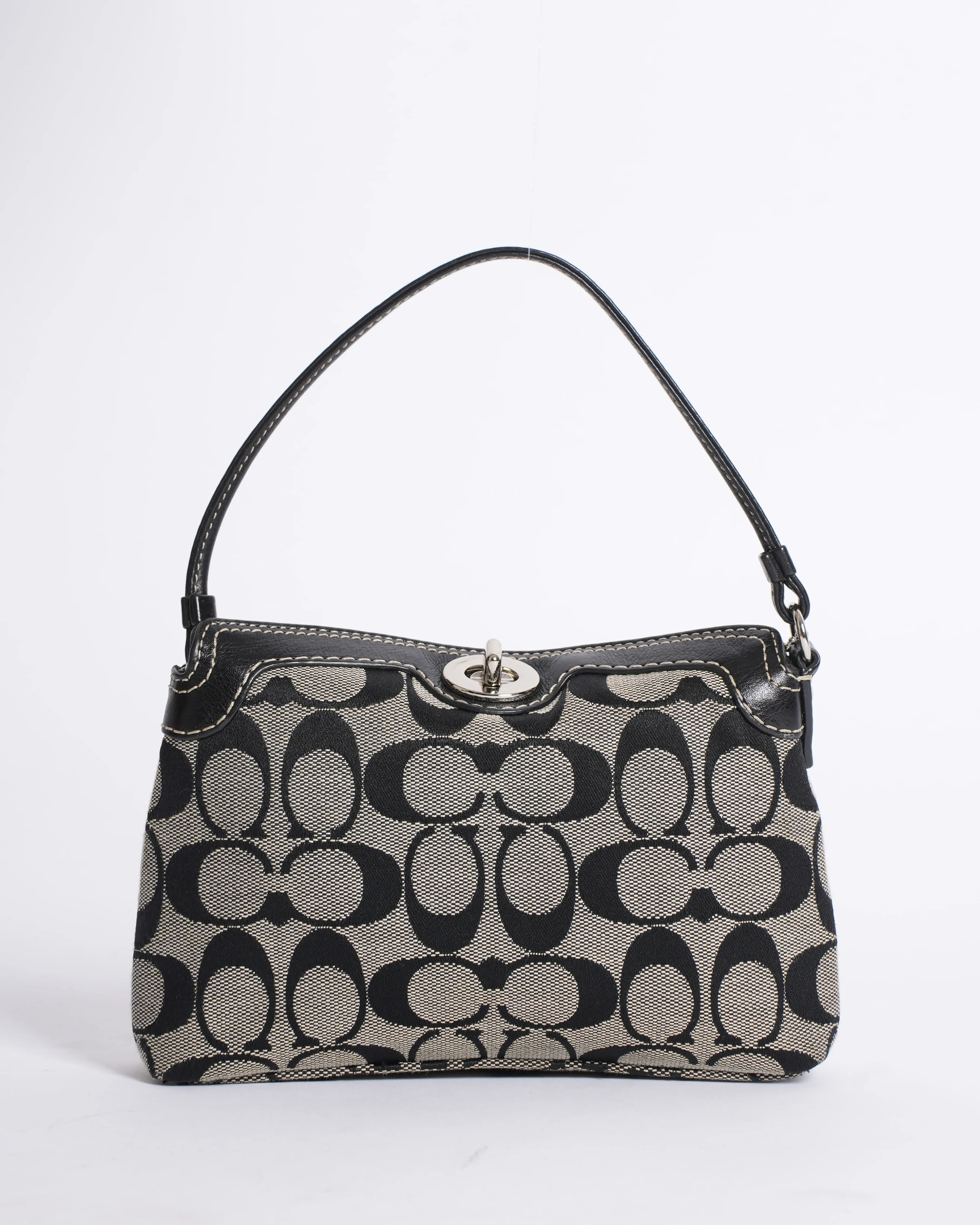 Coach Signature Turnlock Canvas Monogram Shoulder Bag