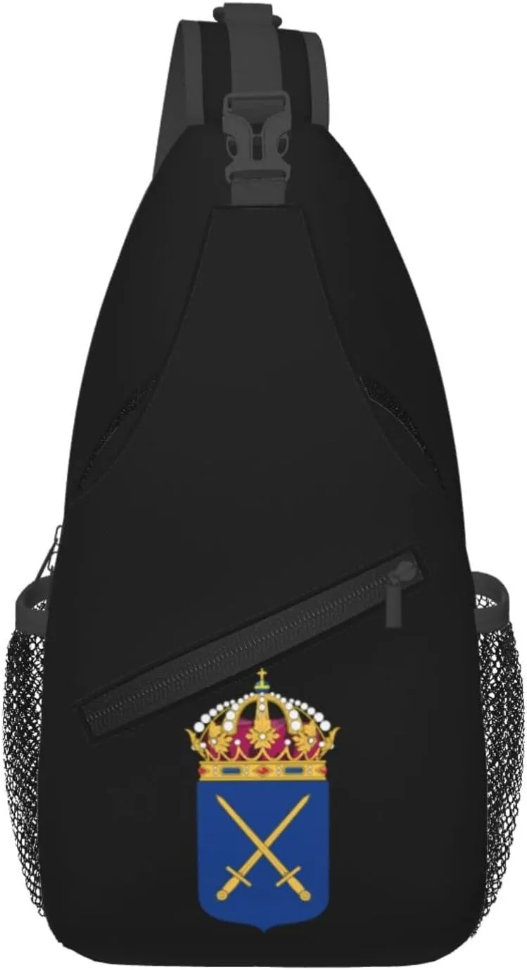 Coat of arms of the Army of Sweden Crossbody Bags For Women Men Chest Backpack Gym Shoulder Bag Travel Outdoor Sports Casual Crossbody Bags