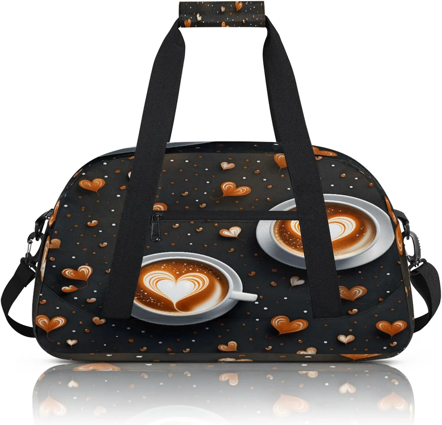 Coffee Theme Small Gym Bag 18 inch Carry On Duffel Bag for Weekender Travel Sports Workout Yoga Gymnastics Dance Ballet