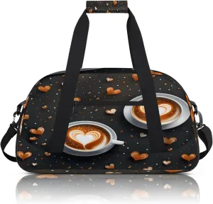 Coffee Theme Small Gym Bag 18 inch Carry On Duffel Bag for Weekender Travel Sports Workout Yoga Gymnastics Dance Ballet