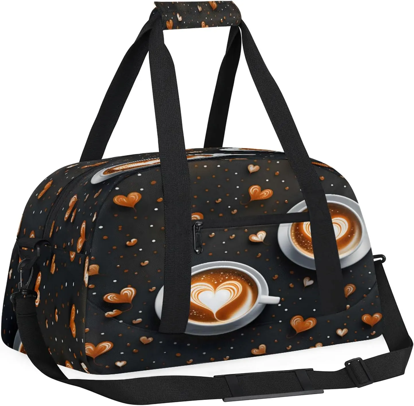 Coffee Theme Small Gym Bag 18 inch Carry On Duffel Bag for Weekender Travel Sports Workout Yoga Gymnastics Dance Ballet
