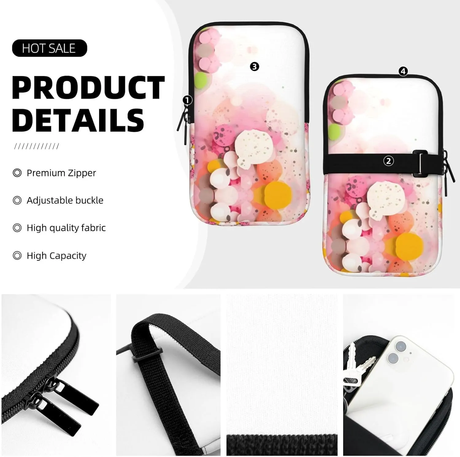 Color Fragment Paper Versatile Sports Bottle Accessory Bag â€“ Ideal for Walking, Hiking, Yoga, Gym â€“ Water Resistance & Shockproof, Black, M, Business Card Holder