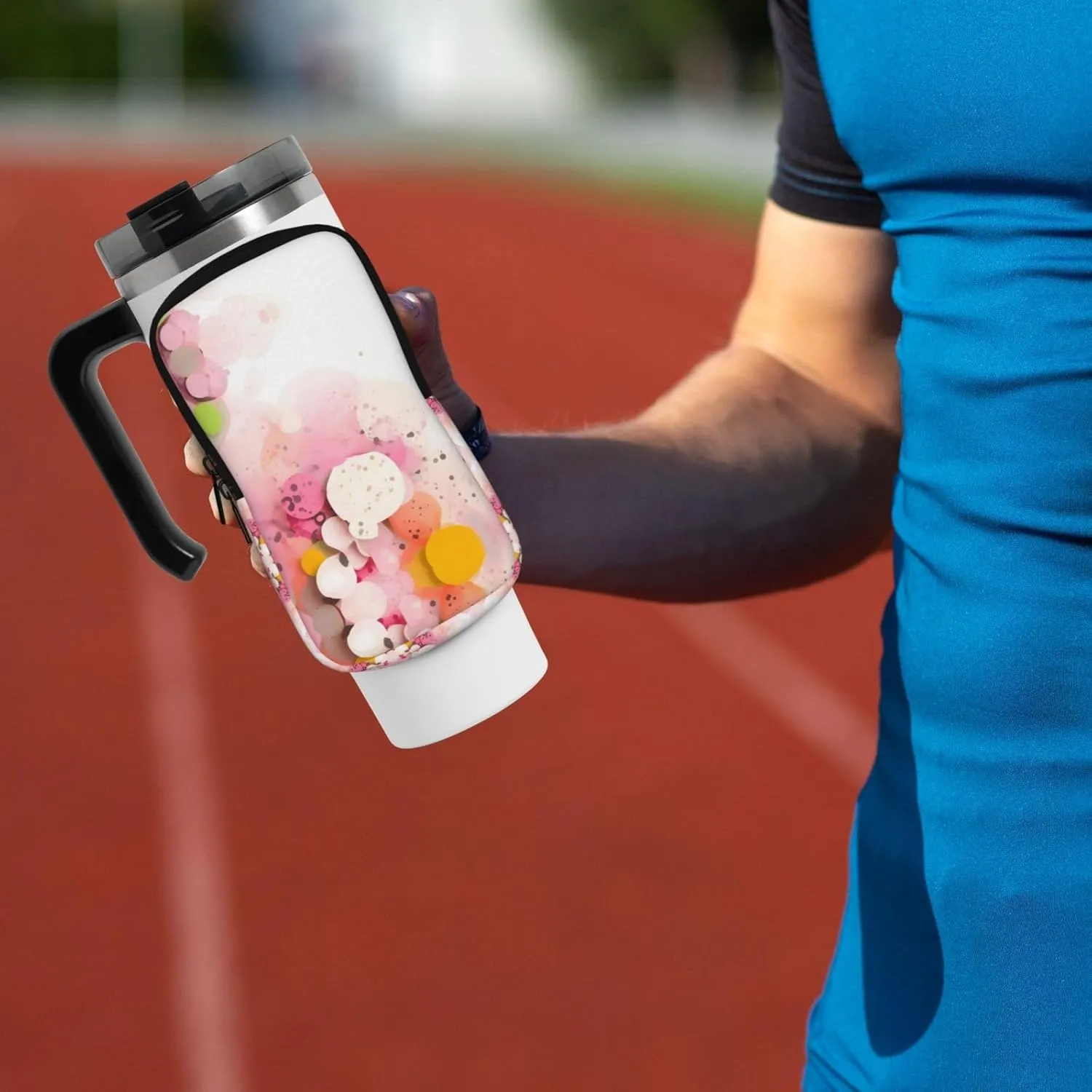 Color Fragment Paper Versatile Sports Bottle Accessory Bag â€“ Ideal for Walking, Hiking, Yoga, Gym â€“ Water Resistance & Shockproof, Black, M, Business Card Holder