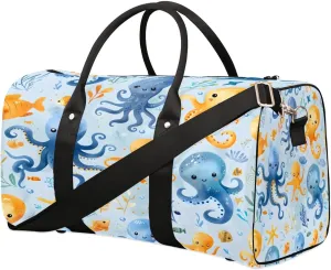 Colorful Octopus Pattern Travel Duffel Bag for Women Men Foldable Sport Gym Tote Bag Lightweight Waterproof Weekender Overnight Bag for Weekend Holiday Gym Swim Yoga