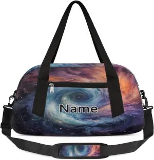 Colorful Rotating Universe Kids Duffle Bag Kids Gym Sports Bag Foldable Lightweight Water Resistant Weekender Travel Workout Bag Carry On Bag for Teen Boys Girls Sports Practice Gifts