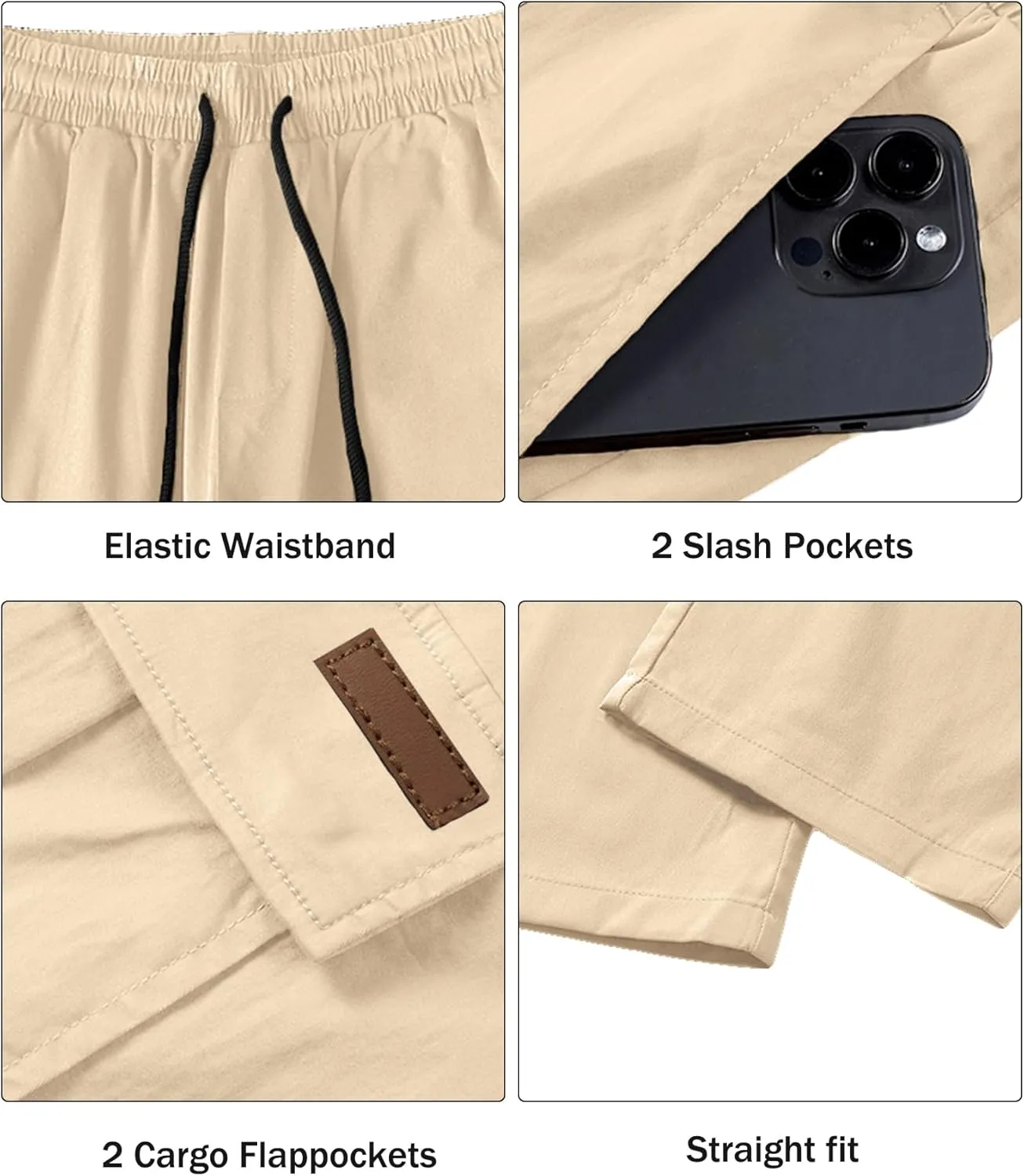 Comdecevis Men's Casual Cargo Pants Workout Joggers Stretch Sweatpants Hiking Drawstring Tactical Pants with Multi Pockets