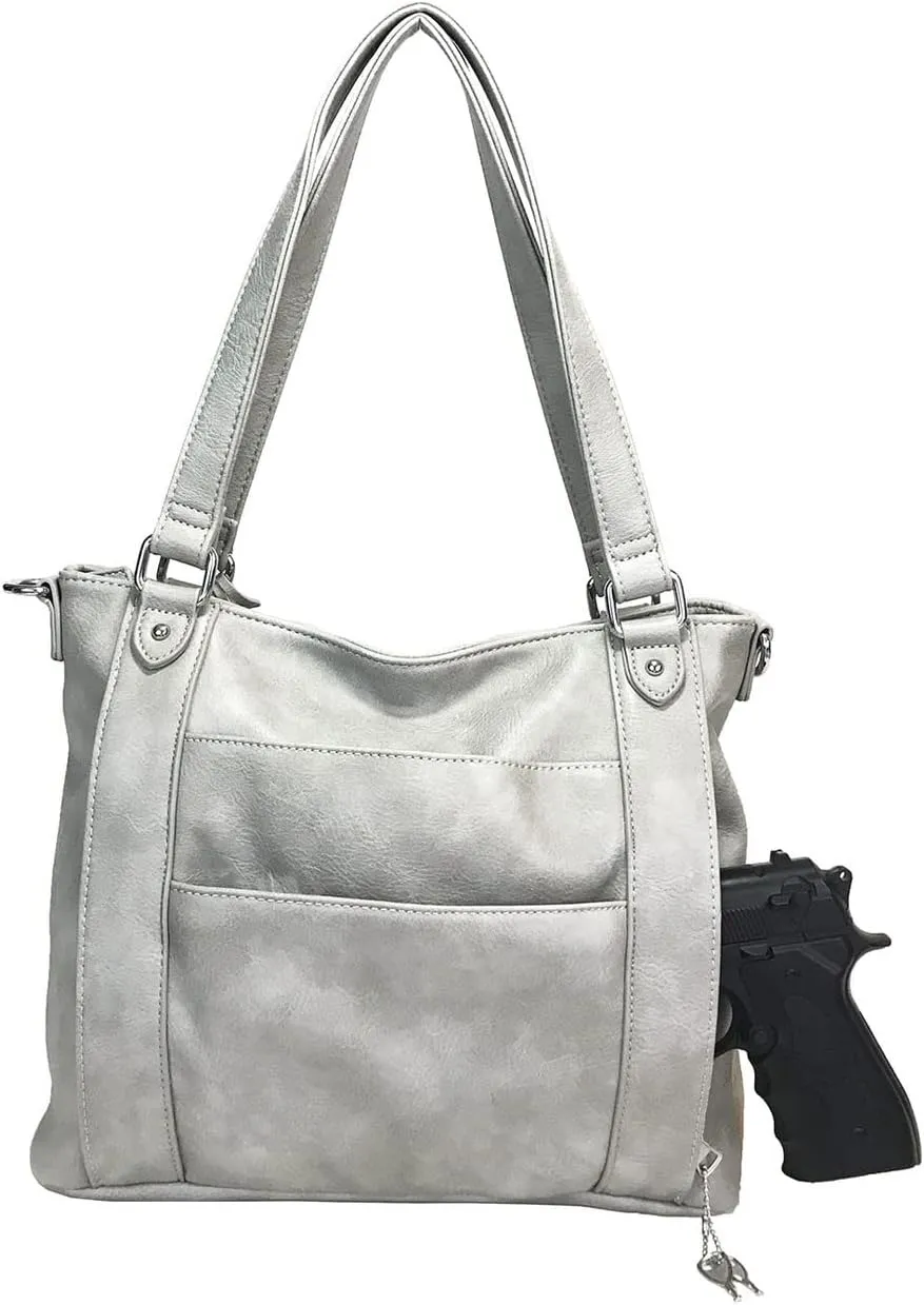 Concealed Carry Hobo Bag with Hidden Lock Multi Pockets CCW Tote Bag