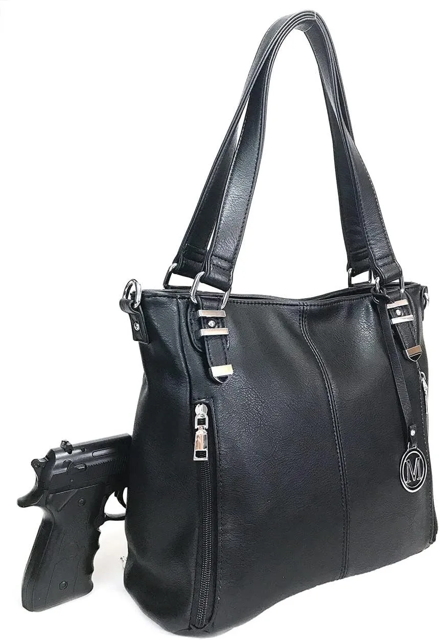 Concealed Carry Hobo Bag with Hidden Lock Multi Pockets CCW Tote Bag