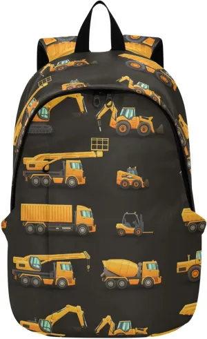 Construction Machinery Trucks Laptop Backpack Travel Hiking Camping Work Computer Back Packs Book Bags for Men Women