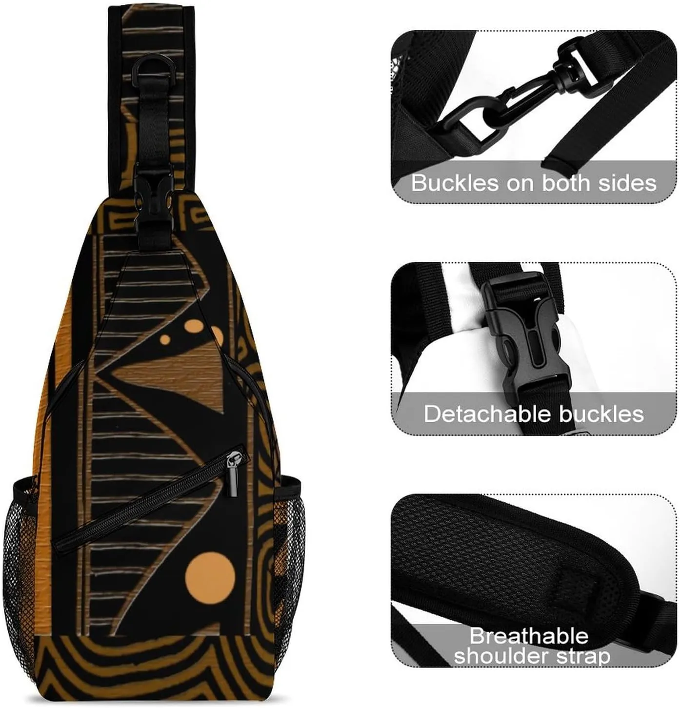 Contemporary Afrocentric Retro A Spacious And Large Capacity Portable Adjustable Chest Bag
