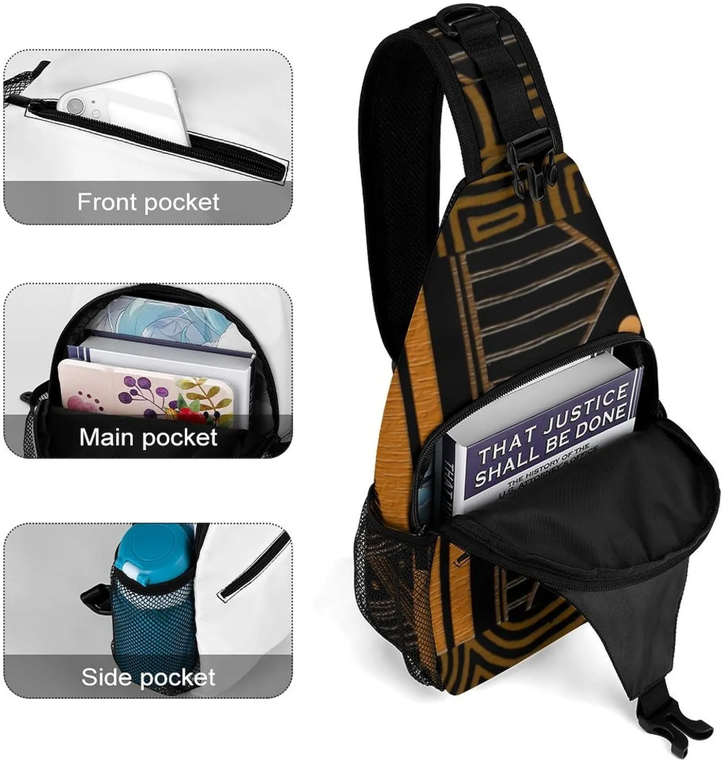 Contemporary Afrocentric Retro A Spacious And Large Capacity Portable Adjustable Chest Bag