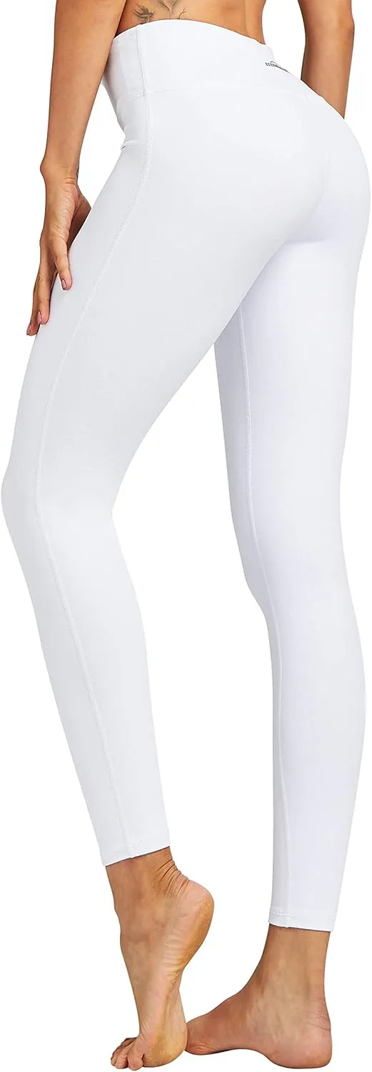 COOLOMG Women Yoga Leggings Running Tights Low Rise Leggings Workout Gym with Hidden Pockets