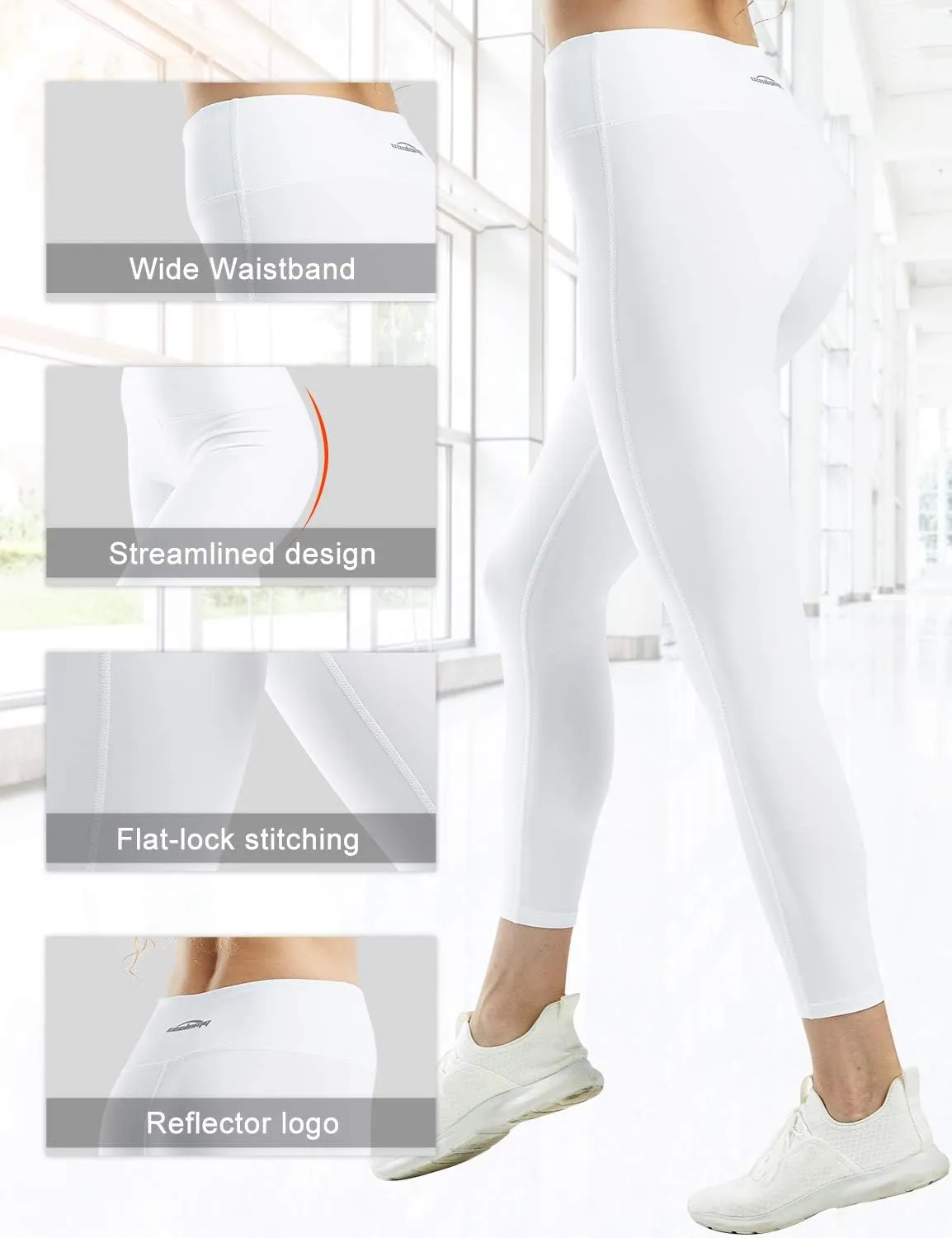 COOLOMG Women Yoga Leggings Running Tights Low Rise Leggings Workout Gym with Hidden Pockets