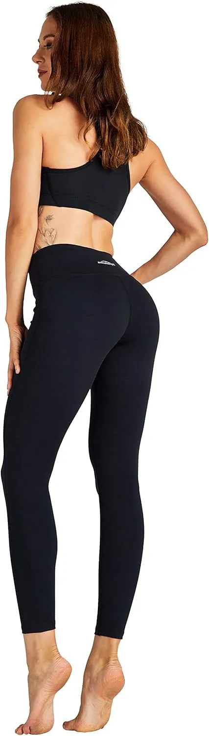 COOLOMG Women Yoga Leggings Running Tights Low Rise Leggings Workout Gym with Hidden Pockets