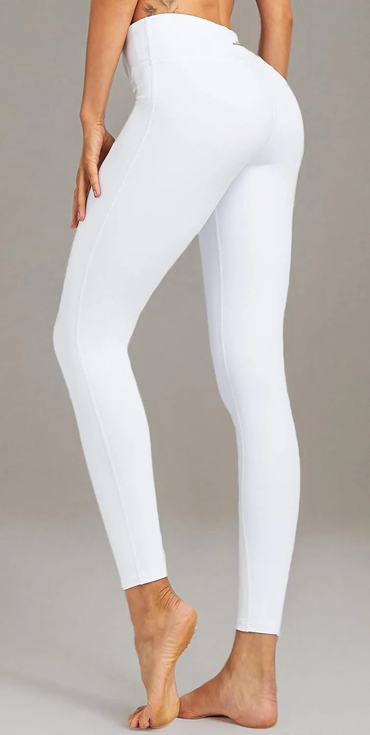 COOLOMG Women Yoga Leggings Running Tights Low Rise Leggings Workout Gym with Hidden Pockets