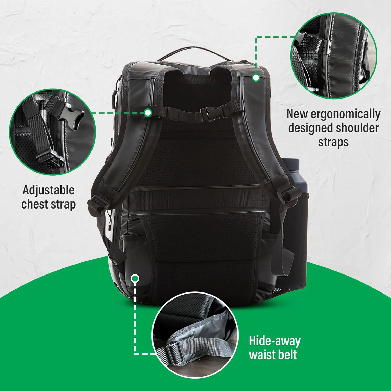 COR Surf 34L Carry On Travel Backpack | TSA and Airline Flight Approved Personal Luggage Style Backpack | The Island Hopper 2.0 | 34L Matte Black Waterproof Edition | FREE S-Clip Included