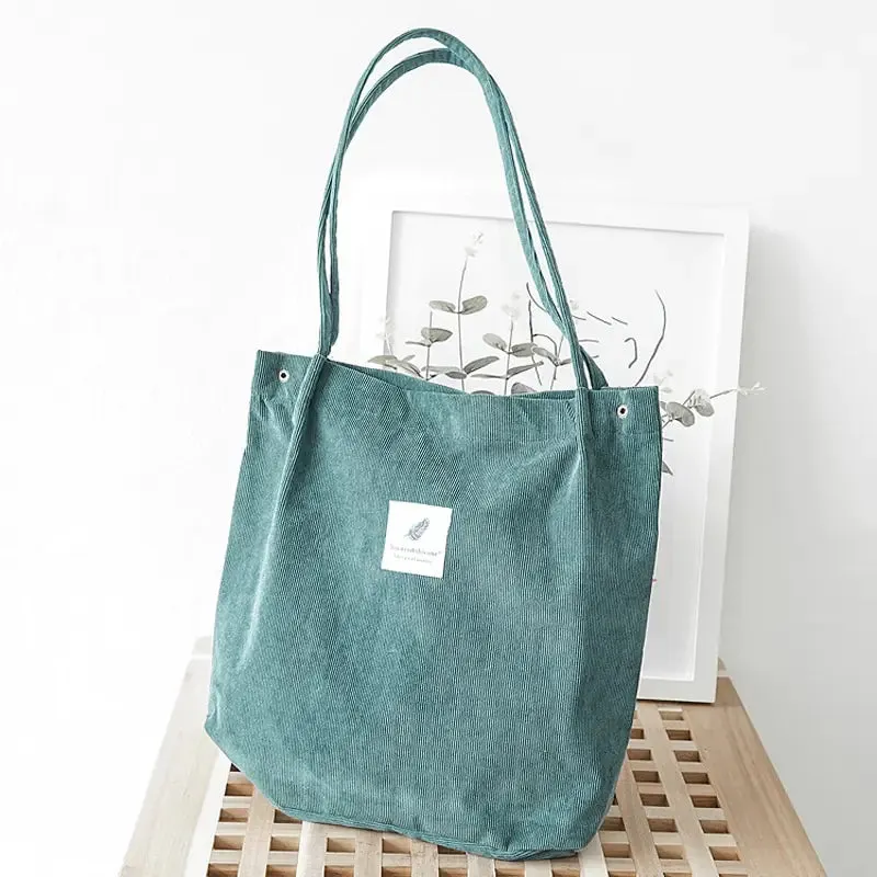 Corduroy Waterproof Shoulder Canvas Bags Women Durable materials