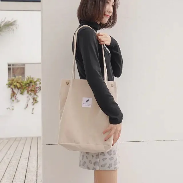 Corduroy Waterproof Shoulder Canvas Bags Women Durable materials