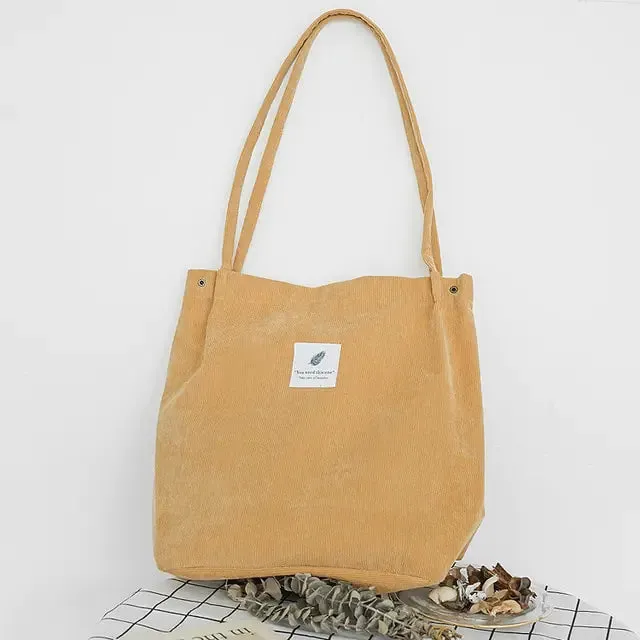 Corduroy Waterproof Shoulder Canvas Bags Women Durable materials